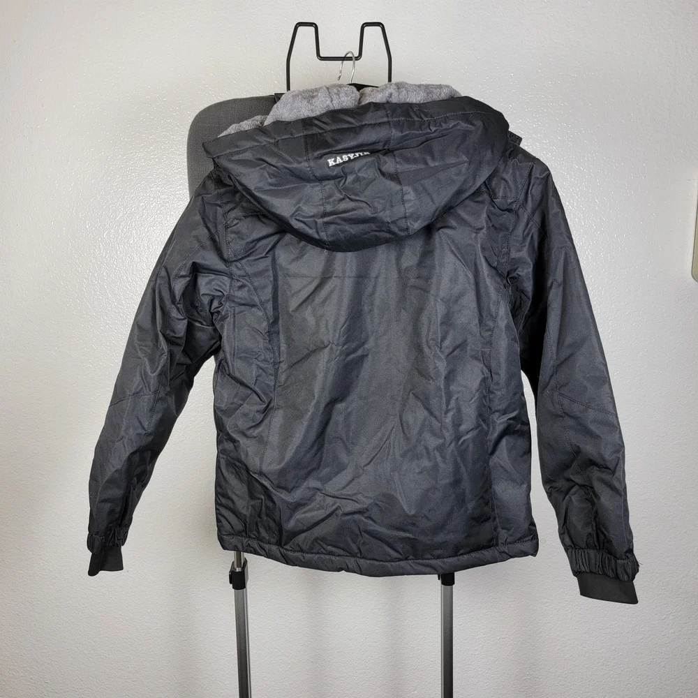 Kasyjie Boys‎ Winter Jacket Size 8 Black Hooded Lined Warm